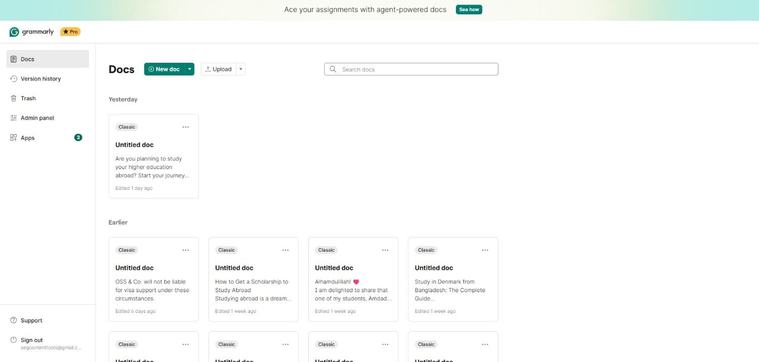 grammarly interface
