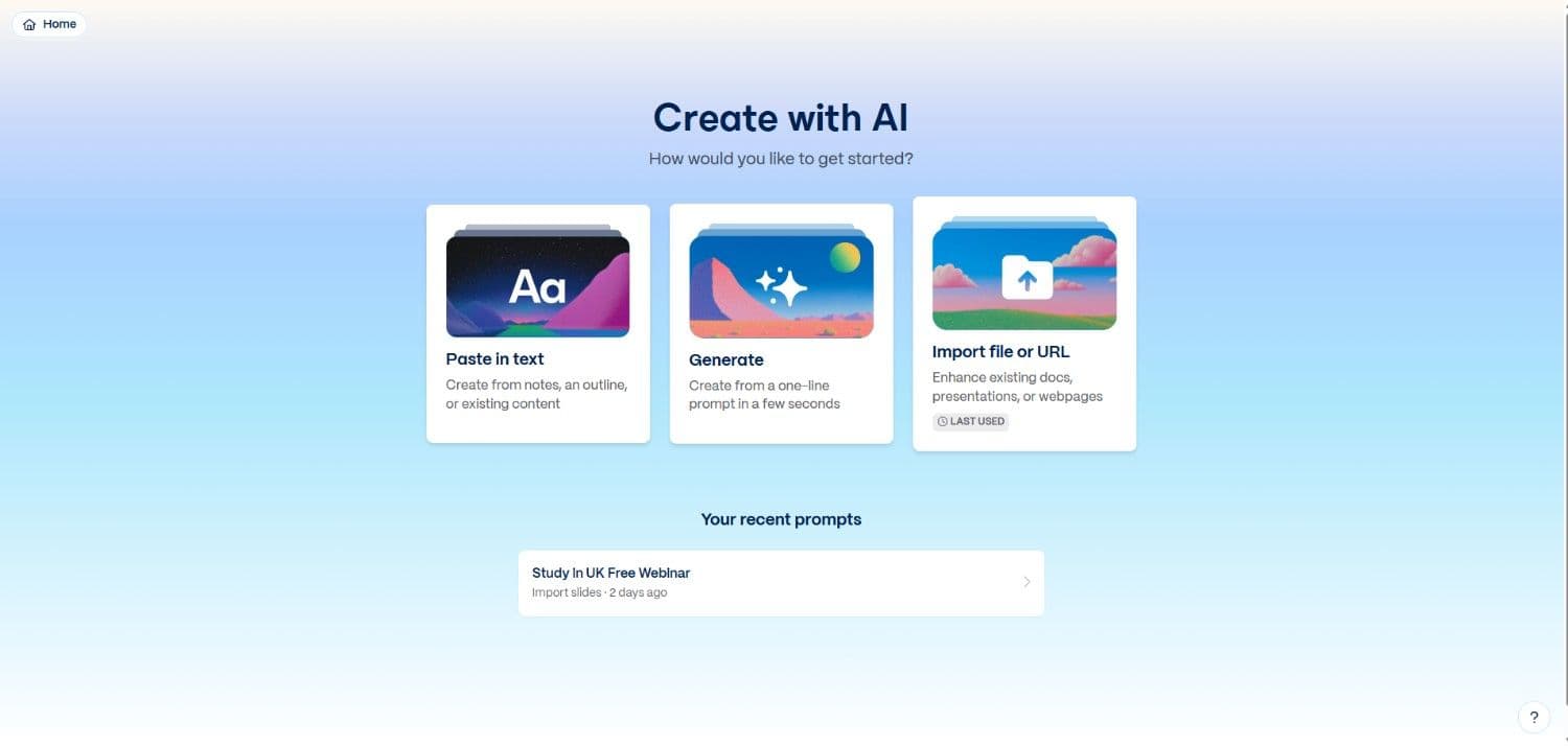 gamma ai Interface